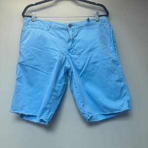 Paperbacks Chino Shorts Mens 33 Sky Blue Good Raw Hem 100% Cotton Casual